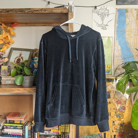 Velvet Teal Hoodie Sweatshirt LOGG H&M Men sz Sm - Picture 1 of 6